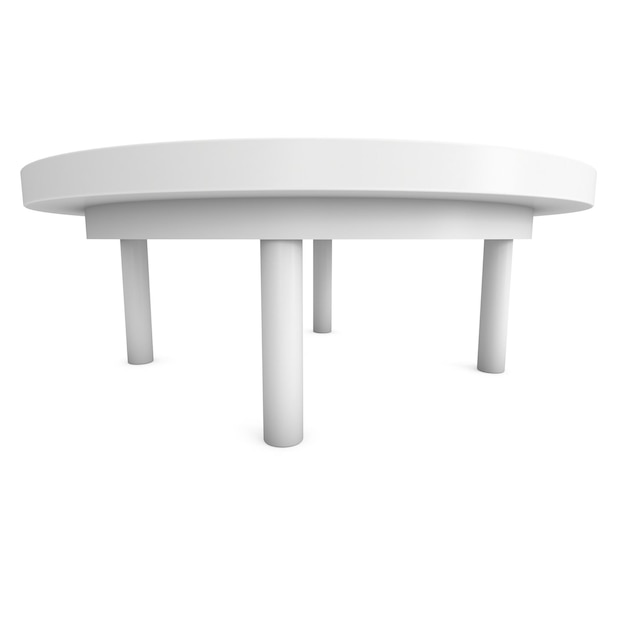 White Round Table 3D