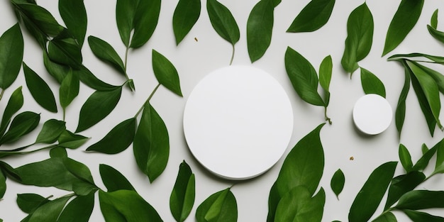 White round template podium mockup for natural organic cosmetic product