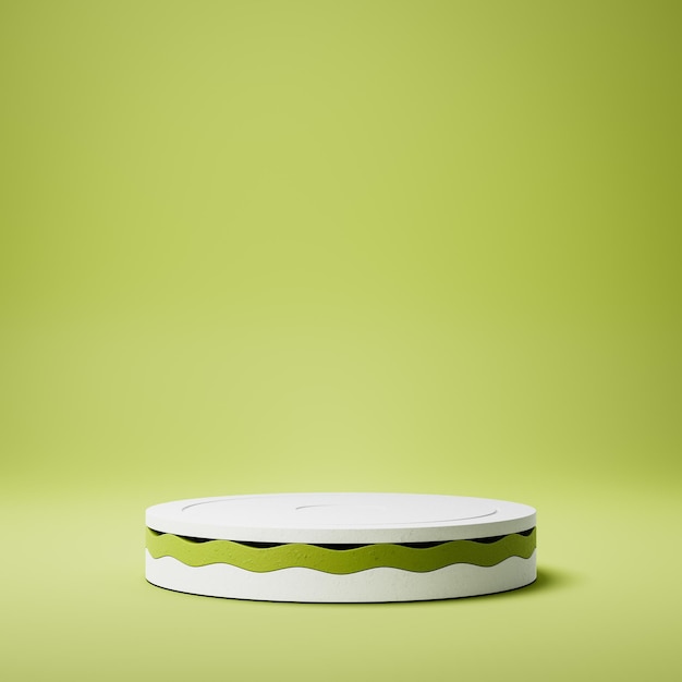 White Rounded Product Display Pedestal on Green Background