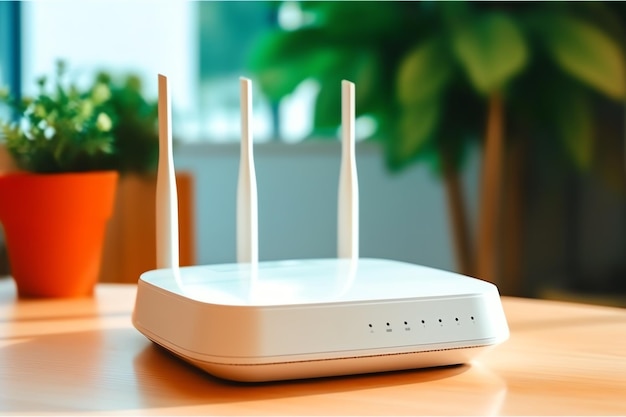 Foto un router bianco con tre antenne