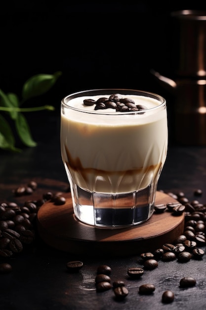 white Russian cocktail coffee beans