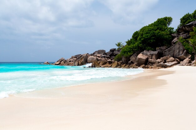 Spiaggia di sabbia bianca delle isole seychelles