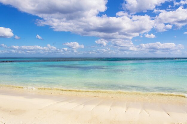 White sand beach and waves on the coast