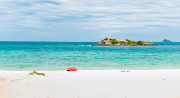 White sand beach with blue sea on Koh Samaesarn. 