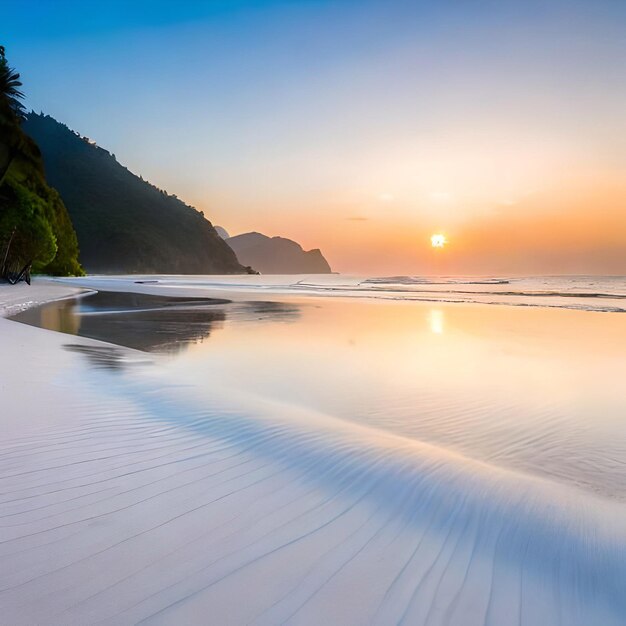 White sand beach with clear blue water