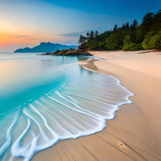 Фото Пляж с белым песком и прозрачной голубой водой
