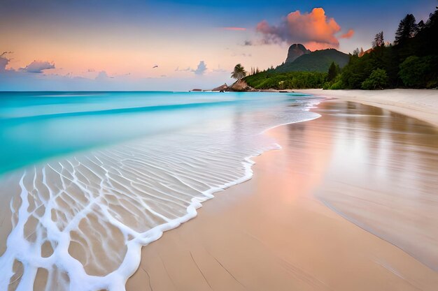 White sand beach with clear blue water