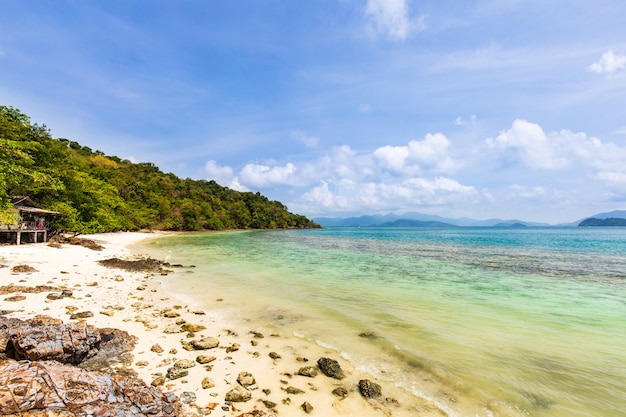 White sand and blue sky in tropical beach in  Koh Wai island,Thailand