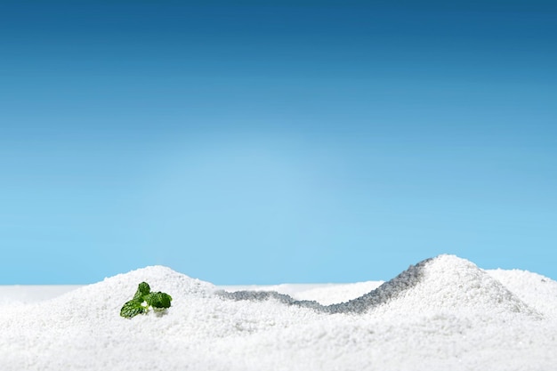 Photo white sand and blue sky wallpaper for product display