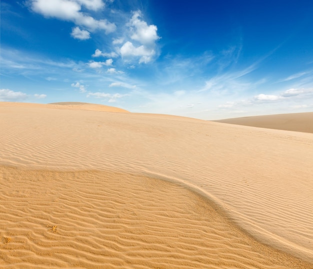 White sand dunes on sunrise Mui Ne Vietnam