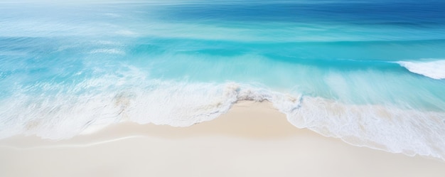 White sand near blue clear water beach travel aerial summer panorama wallpaper Generative Ai