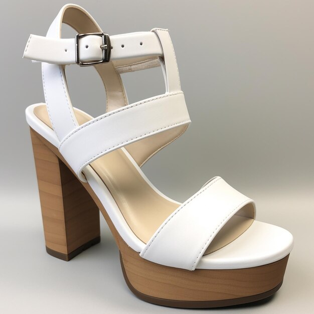 White sandals with white faux leather strappy open