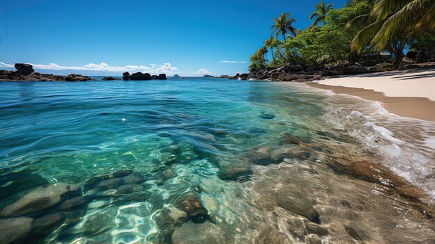 White sandy beach on a tropical island and clear sea paradise secluded island created with genera