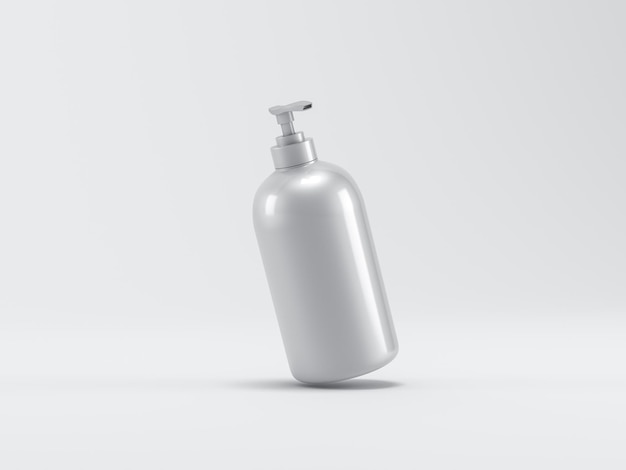 White sanitizer Pump Bottle mockup soap template packaging on gray background 3d rendering