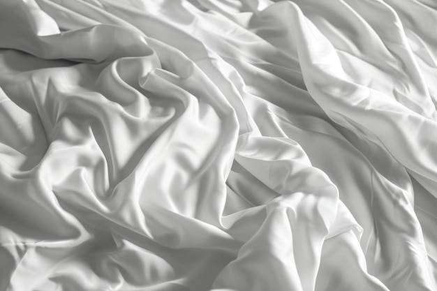 White Satin Bedding Closeup of Smooth Wrinkle Background