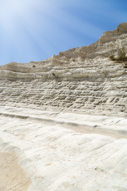 White scala big cliff in sea. 