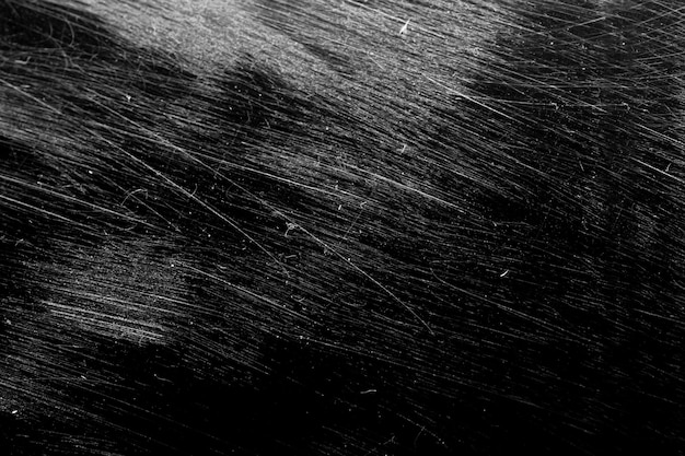 사진 검은 배경에 분리된 흠집이 있는 흰색 긁힌 자국