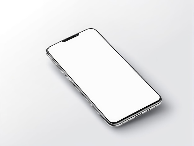 White screen smartphone mockup isolated on a white background
