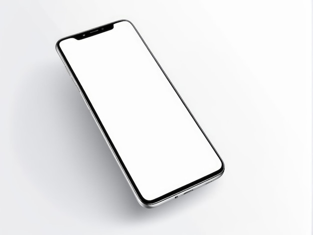 白い背景に隔離されたホワイトスクリーンスマートフォンのモックアップ