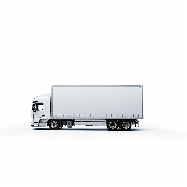 Photo a white semi truck on a plain white background