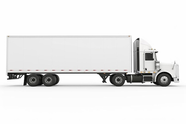 Photo a white semi truck with a trailer on a white background