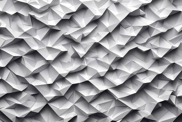 White shaded abstract geometric pattern Origami paper style 3D rendering background