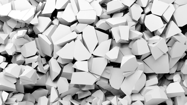 White shattered pieces of stone abstract background