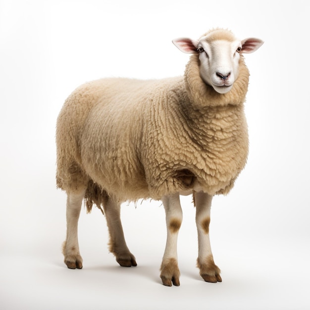 A white sheep isolated on a white background livestock domestic farm animals