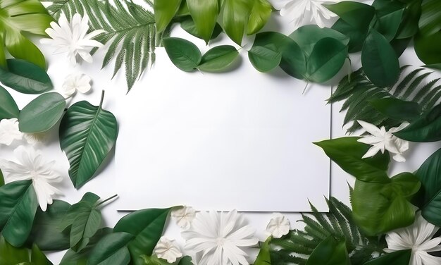 A white sheet of paper with leaves and a place for text