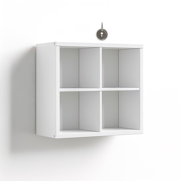 a white shelf with a ball on it and a ball on the wall