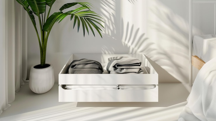 Photo a white shelf with a plant and a green plant on it