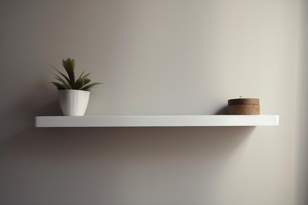 A white shelf with a plant on it and a plant on it.