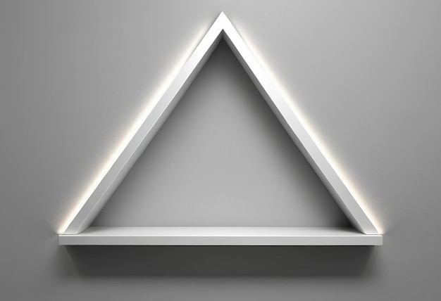 a white shelf with a triangle that says triangle on it