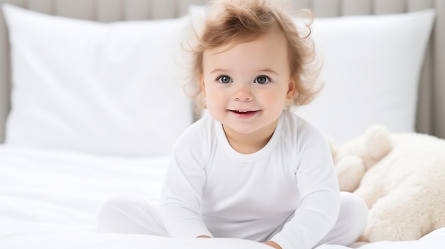 a white shirt bodysuit mockup a plush white bed background AI generated