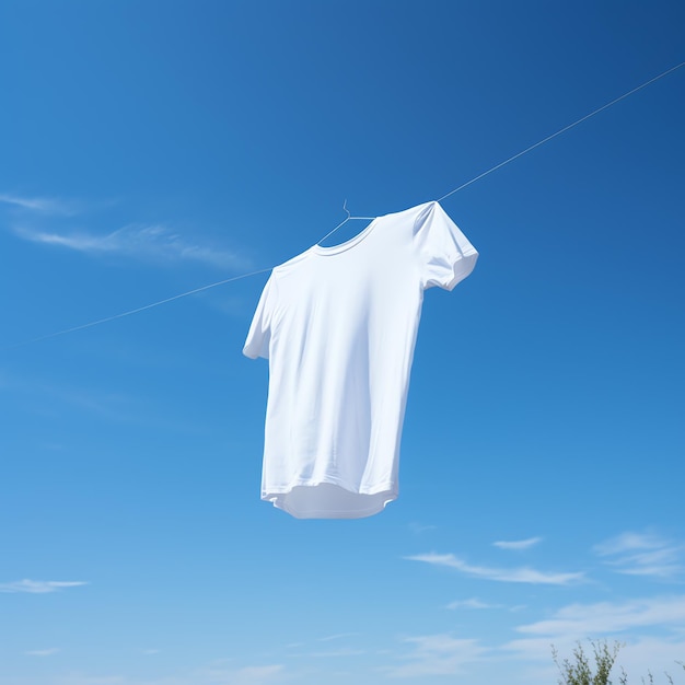 a white shirt from a clothes line