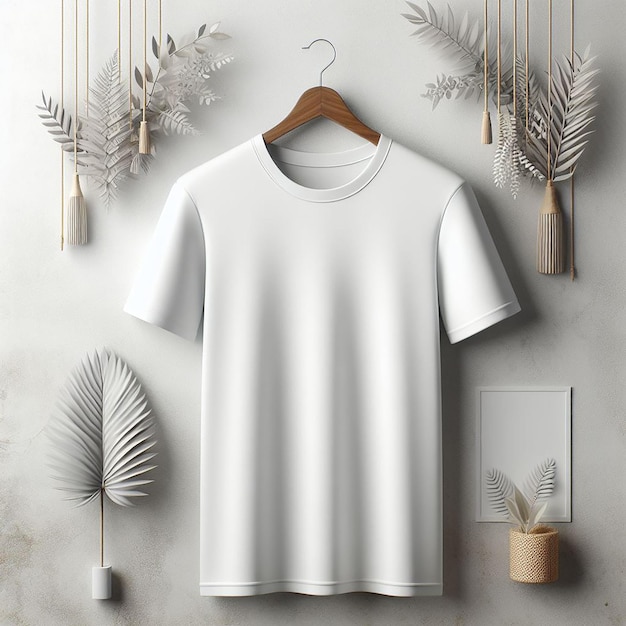 White shirt hanging on Decorated wall for Mockup