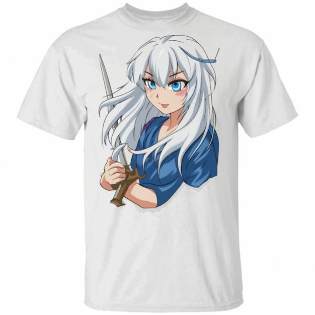 a white shirt with anime character on it