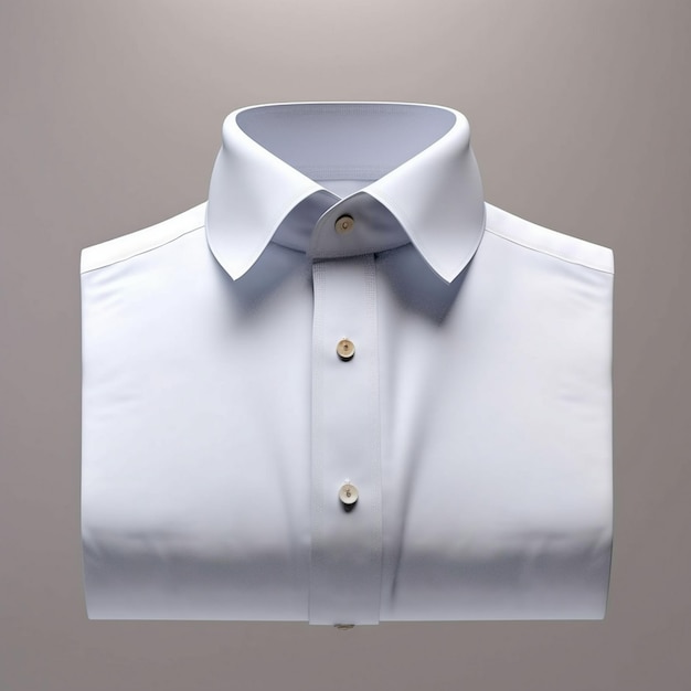 a white shirt with a button on the front and the collar is unbuttoned.