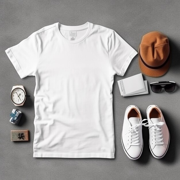 a white shirt with a white shirt and a hat on it