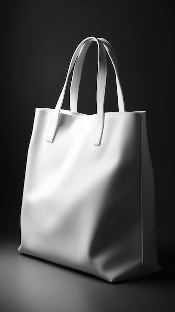 White shopping bag isolated on gray background Generative AI image