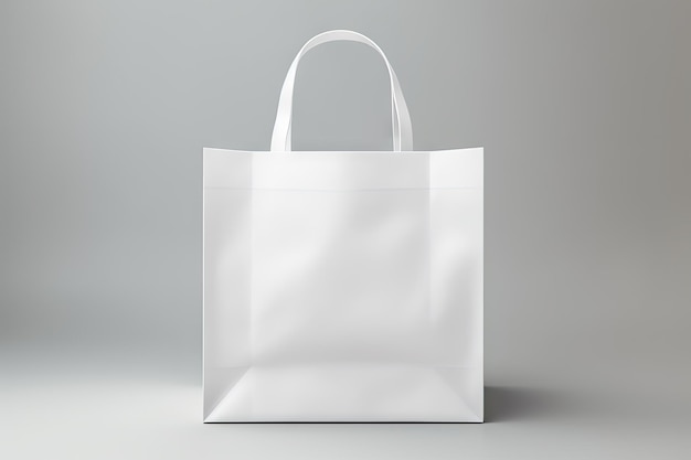 White shopping bag on plain background model