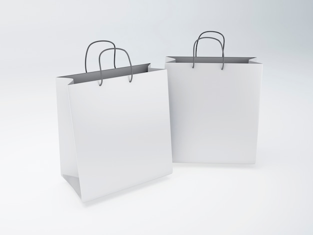 White shopping bags on white background