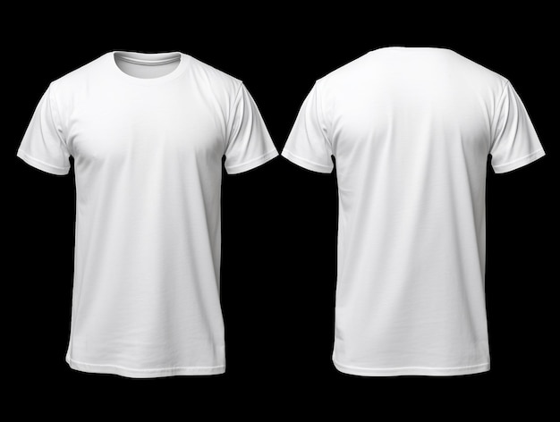 White short sleeve t shirt front and back view Ready for your mock up design template