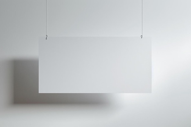 Photo a white sign hanging from a white wall