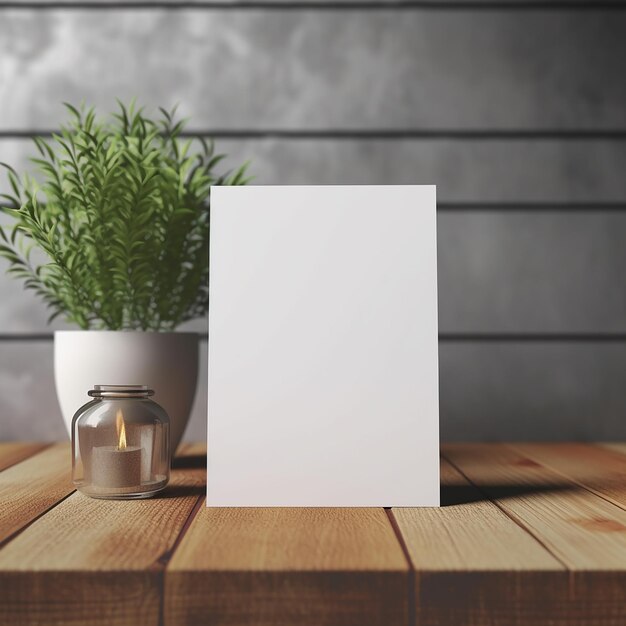 a white sign that says " a plant " on a wooden table.