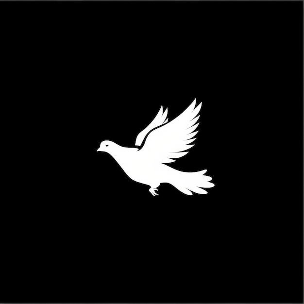 white silhouette of dove on a solid black background