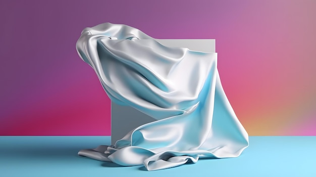 White silk cloth on a blue background