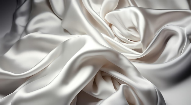 Белая шелковая ткань с мягким мягким светом.