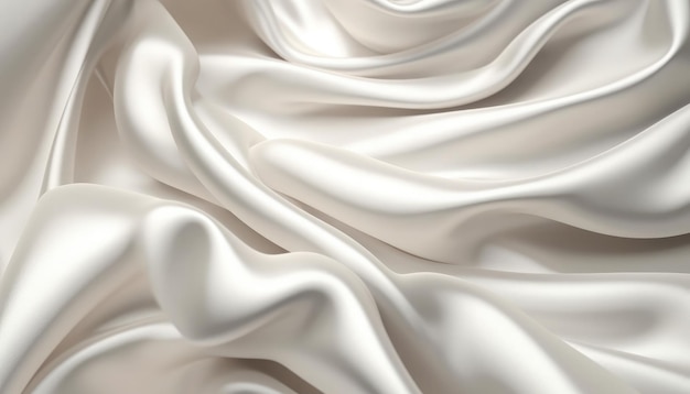 A white silk fabric with a white background with a white and light blue swirl.