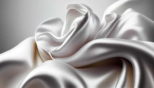A white silk fabric with a white background